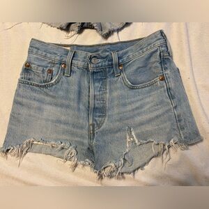 Light Blue Levi’s Distressed Denim Shorts